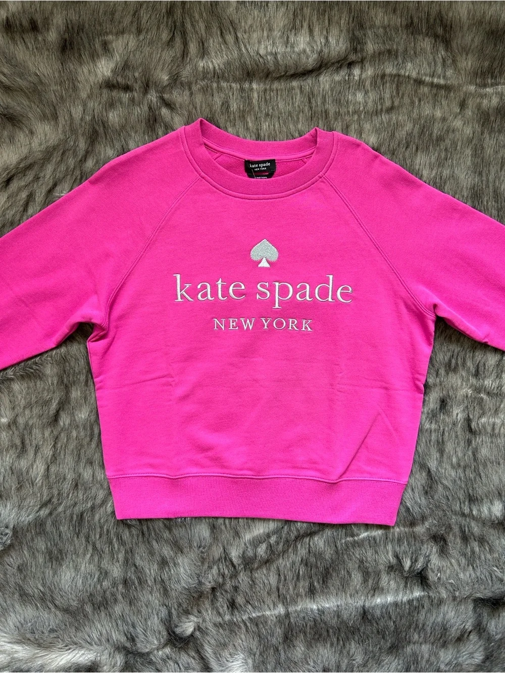 NWT Kate Spade New York Embroidered Logo Sweatshirt Hot Pink Small